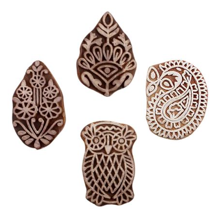 Set of 4 Piece New Mix Wooden Printing Blocks